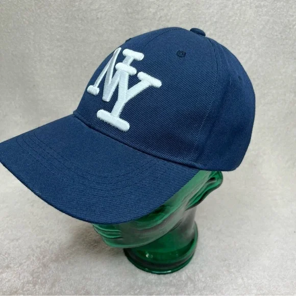 Vintage Embroidered New York Yankees Baseball Cap-Velcro Hat-Blue & White-Sporty - Picture 3 of 8